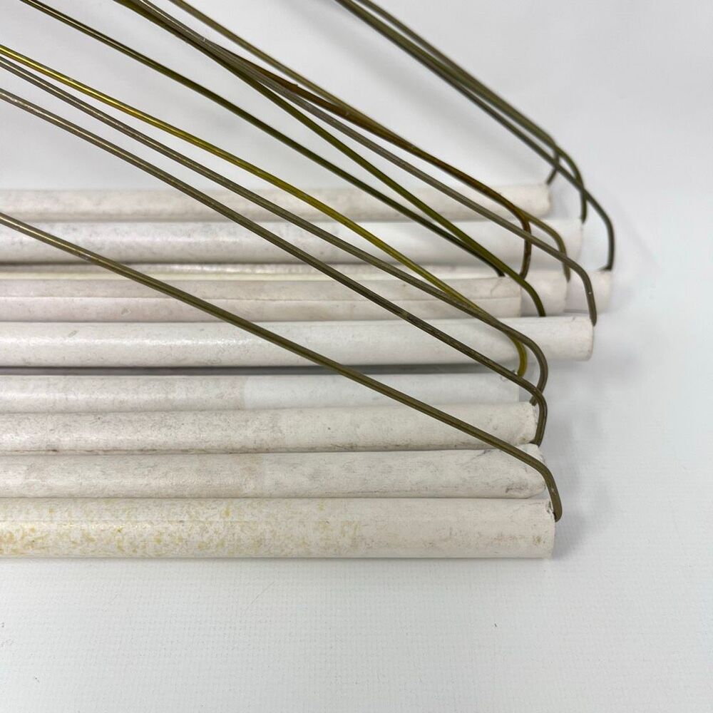 12 Vintage Wire Metal Clothes Clothing Hangers Dresses Shirts MCM Cardboard Rod - Picture 8 of 10